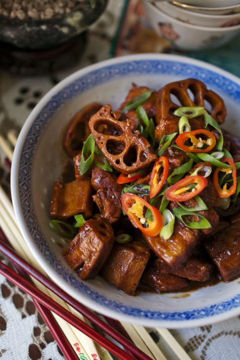 Red Bean Curd Braised Pork Belly With Lotus Root Who Does The Dishes