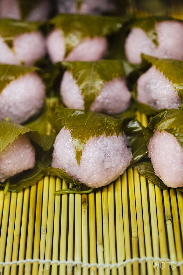 Kansai style Sakura mochi with Azuki paste filling, wrapped with pickled sakura leaf. Sensational!